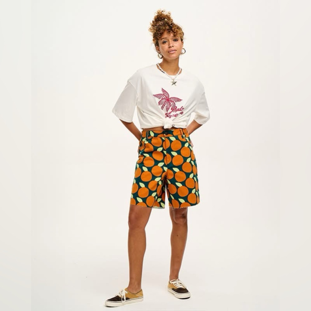 Lucy and Yak Orange print shorts